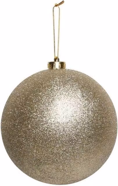 KDMD Gold Champagne Glitter Shatterproof Round Christmas Bauble, Diameter: 15 cm