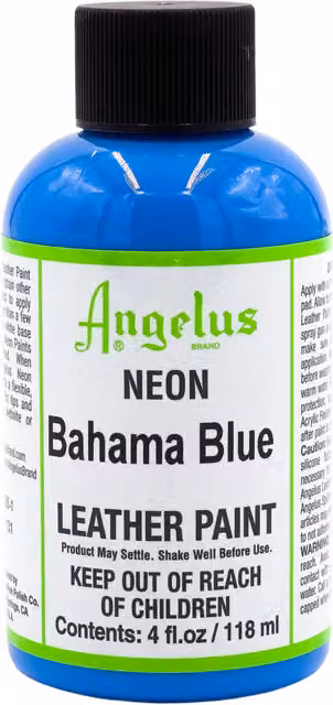 Angelus Acrylic Leather Paint in Neon Blue, 4oz