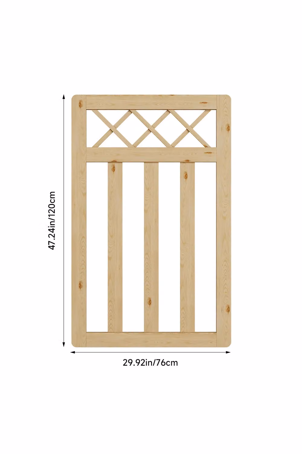 Living and Home Natural Wooden Outdoor Lattice Top Pedestrian Garden Gate, W: 76.2 cm, H: 121.92 cm – 3