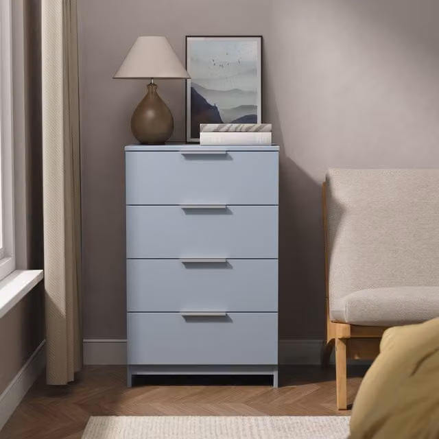 Ready Assembled 2 U Dover 4 Drawer Midi Chest in Light Blue – 1
