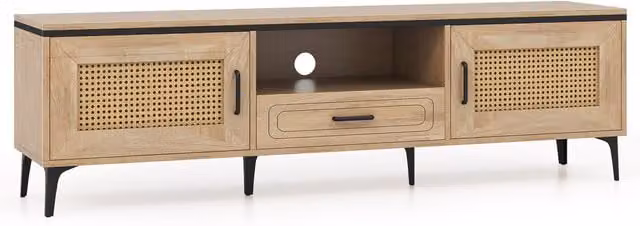 Costway Mid Century Brown Wood and Metal Entertainment Center TV Stand