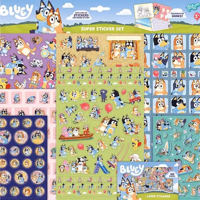 Bluey Character Mosaic Gluing Sticker Set, Multicolour and Blue