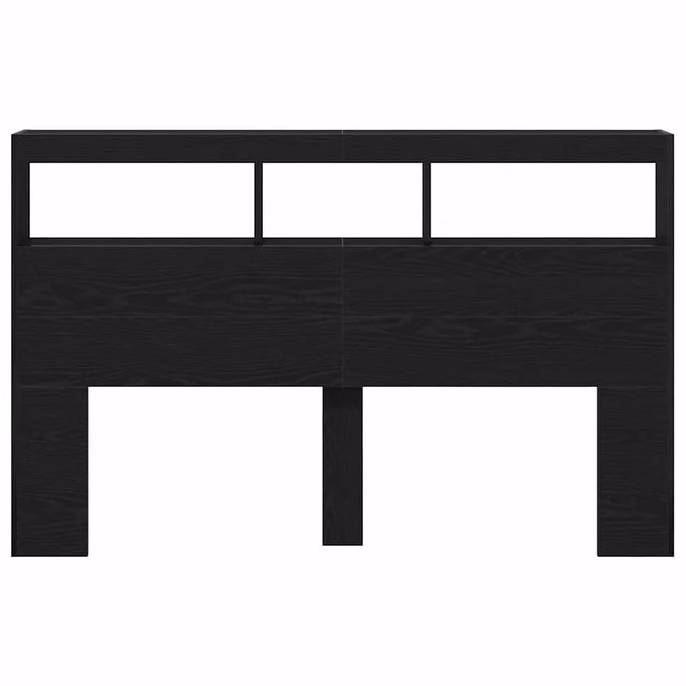 Berkfield Home Modern Black Oak Headboard Cabinet with Integrated LED Lighting, W: 160 cm, D: 17 cm, H: 102 cm – 6