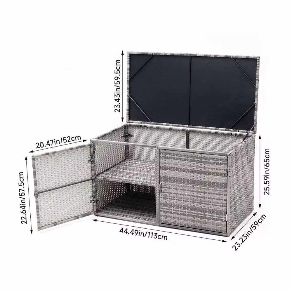 FORGEVIO Grey Lidded PE Rattan Storage Box – 3