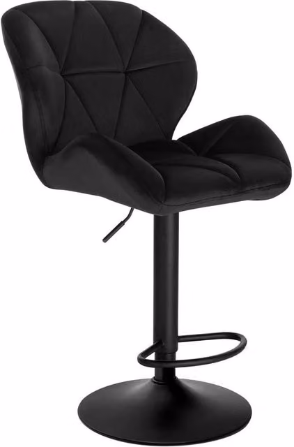 FORGEVIO Black Velvet Bar Stool with Matt Metal Frame
