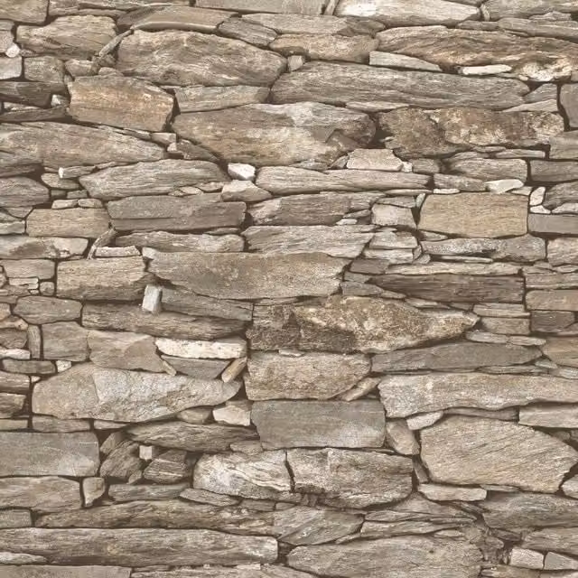 Debona 3D Rustic Stone Brick Effect Wallpaper in Beige and Yellow