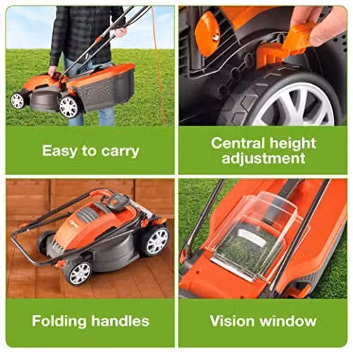 Husqvarna Electric Rotary Lawn Mower in Orange and Grey with 36 cm Cutting Width and 40 L Collection Bag – 5