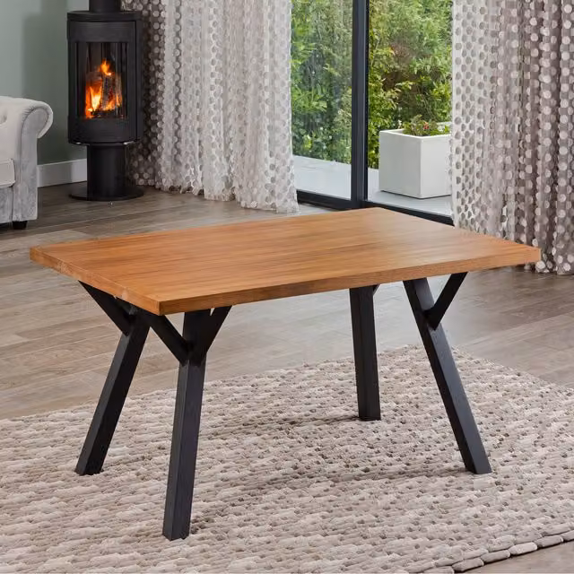 Artemis Home Modern Rectangular Wood Dining Table in Brown and Black, W: 140 cm, D: 90 cm, H: 75 cm