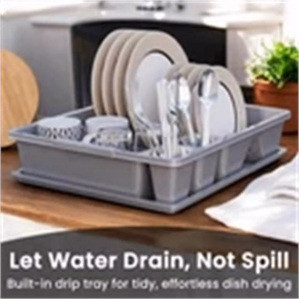 Nordara Grey Kitchen Sink Dish Drainer with Drip Tray – 4