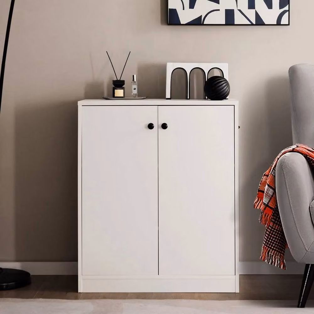 KORVIXA Modern 2-Door Kitchen Accent Storage Cabinet in White, W/D/H: 100 x 100 x 100 cm – 2