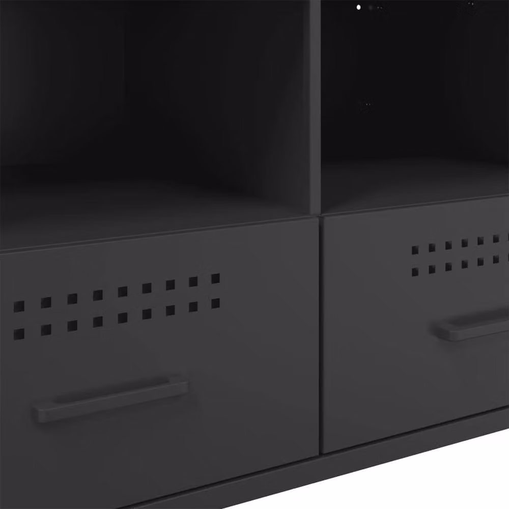 Berkfield Home Black Metal TV Cabinet W: 68 cm, D: 39 cm, H: 50.5 cm – 6