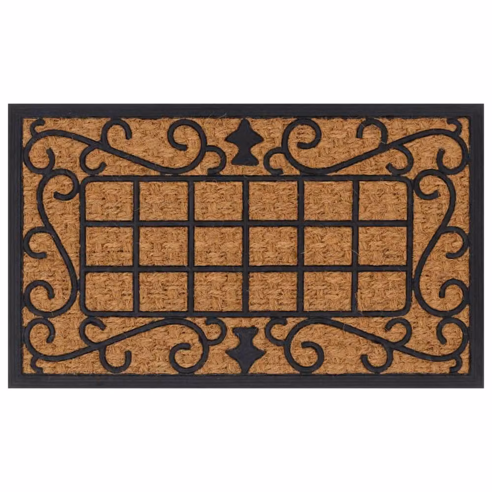 Berkfield Home Rectangular Door Mat in Brown, Rubber and Coir, W: 75 cm, D: 45 cm – 1