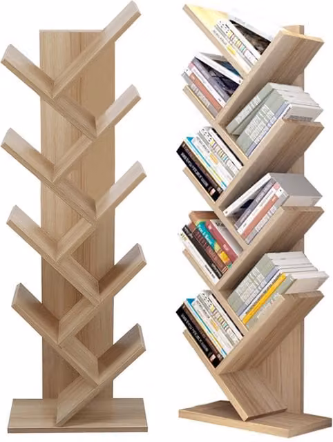 Rustic Brown Freestanding Wood Organizer Rack with Back Panel