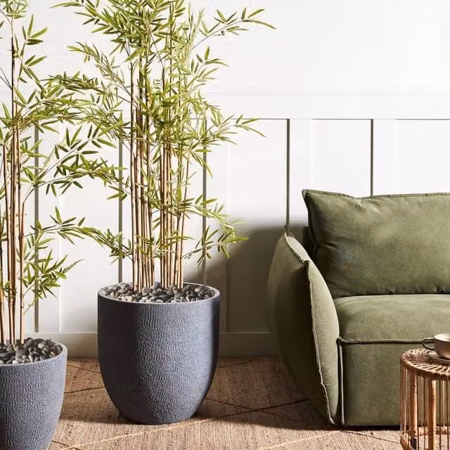 Wyld and Coco Grey Fibre Clay Round Planter Tub, Diameter: 46 cm – 1
