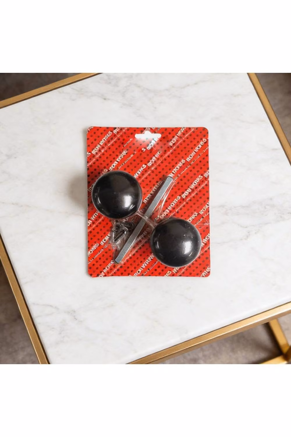 KDMD 2-Piece Black Metal Sprung Mortice Knob Rosette Set – 2