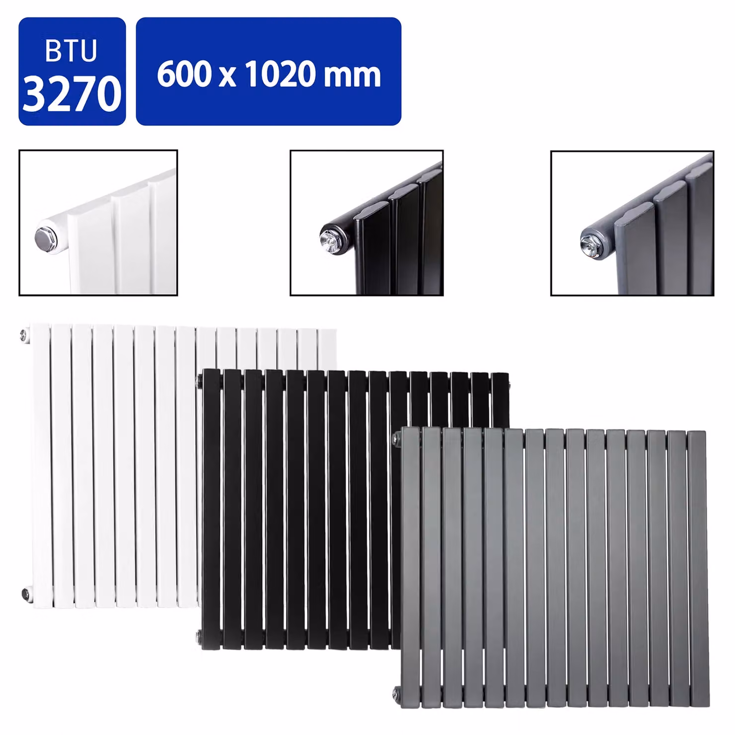 MCC Direct Designer Flat Panel Single Column Radiator, White, H: 60 cm, W: 102 cm – 3