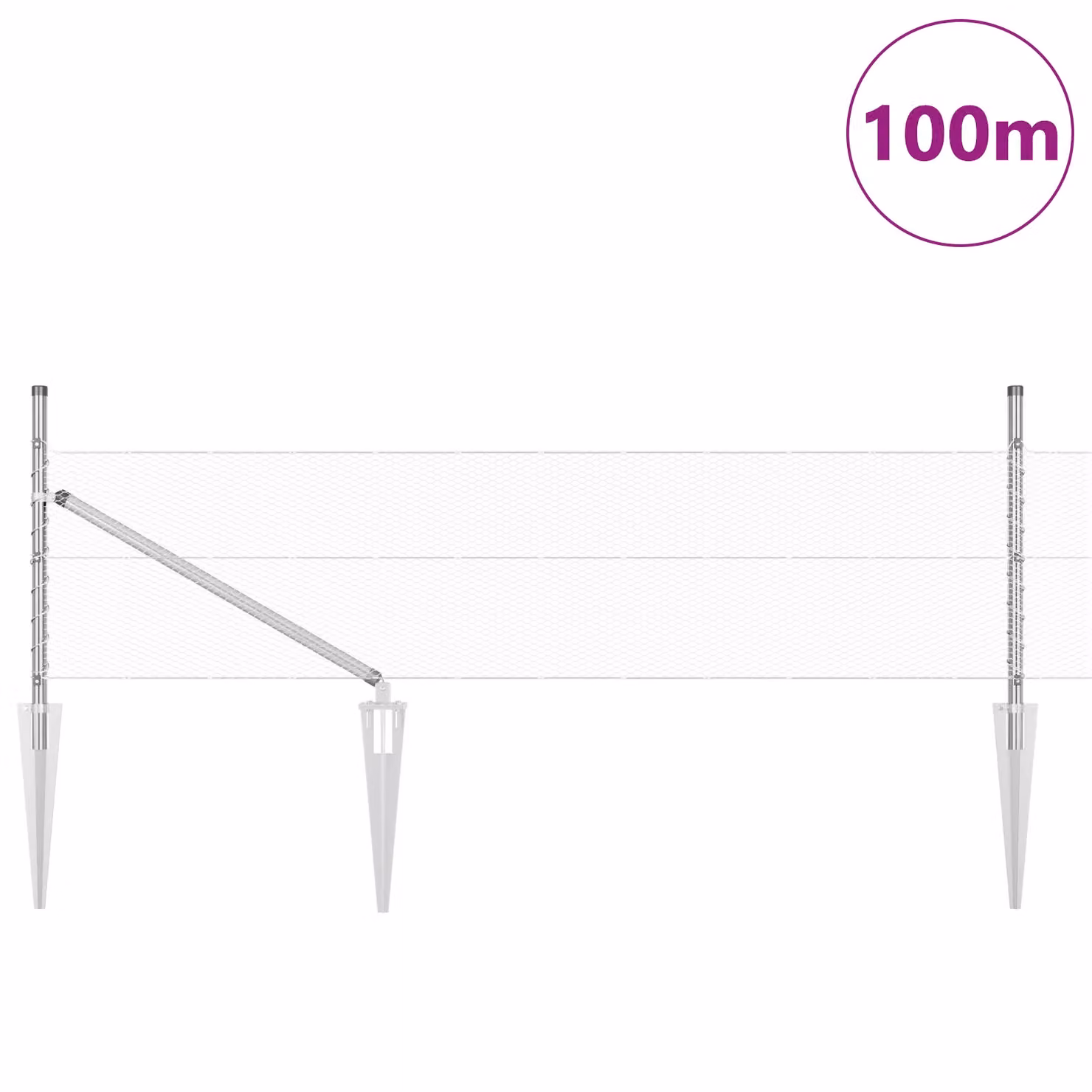 Berkfield Home Hexagon In-Ground Fence in Silver Galvanised Steel, W/H: 100 x 0.8 m – 2