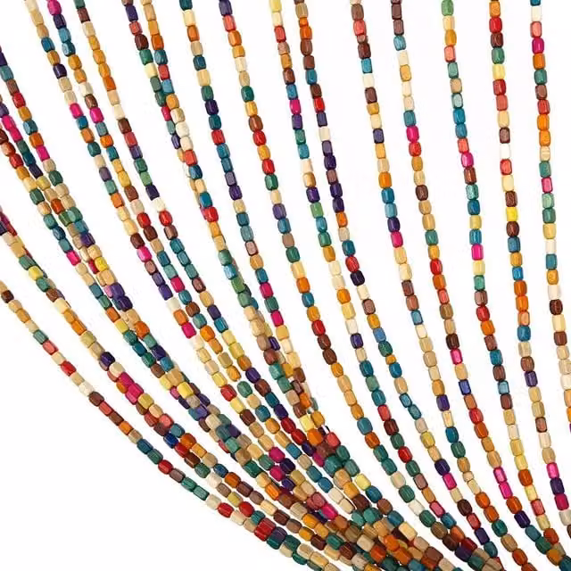 NESTLUNE Multicolour Wooden Beads Curtain Hanging, Height: 100 cm - 150 cm – 1