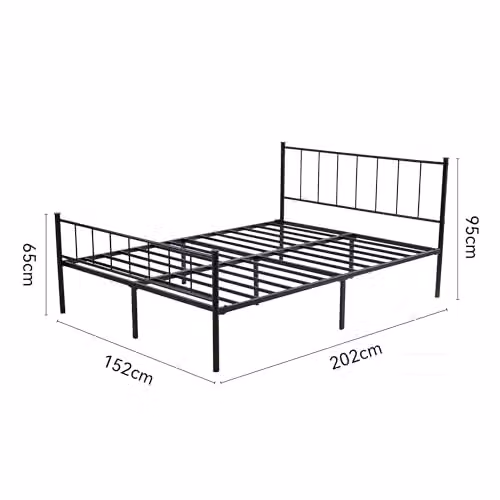 CozyLiving Finn Metal Bed Frame in Black with Slatted Base, W/D/H: 152 x 202 x 95 cm – 2