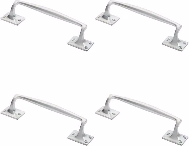 Loops 4x One Piece Door Pull Handles in Satin Chrome, Length: 250 mm, Projection: 54 mm