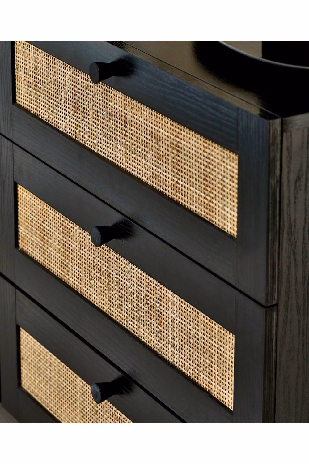 Julian Bowen Padstow Black and Rattan 6 Drawer Chest W/D/H: 120 x 40 x 80 cm – 10