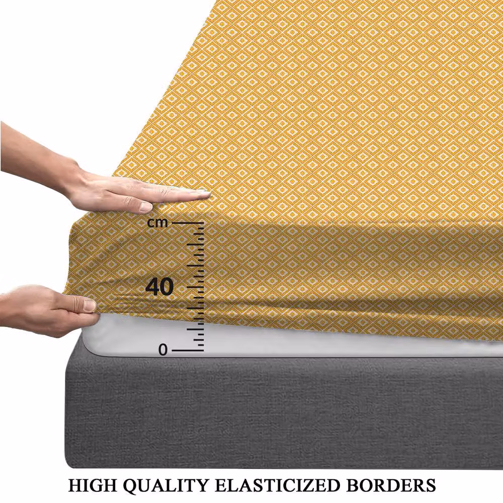 Grace Luxury Double Microfibre Extra Deep Pocket Fitted Sheet in Yellow, W/D/H: 140 x 200 x 40 cm – 2