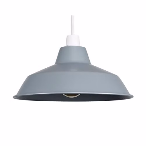 MiniSun Retro Style Gloss Grey Metal Dome Reflector Ceiling Light Shade, Shade Width: 28 cm – 1