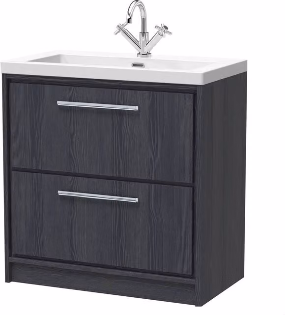 Balterley Longnor 2 Floor Standing Modern Cabinet in Graphite Grey Woodgrain, Width: 80 cm – 1