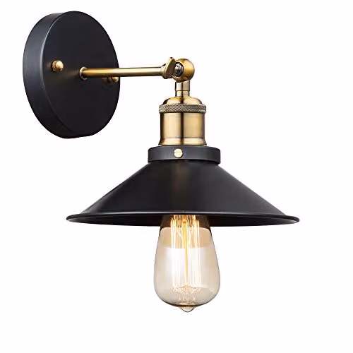 Globo Lighting Lenius Dome Wall Lamp in Black and Gold/Brass with E27 Socket – 1