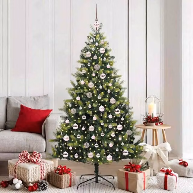Berkfield Home Artificial Hinged Christmas Tree with 300 LEDs, Green, Height: 180 cm – 1