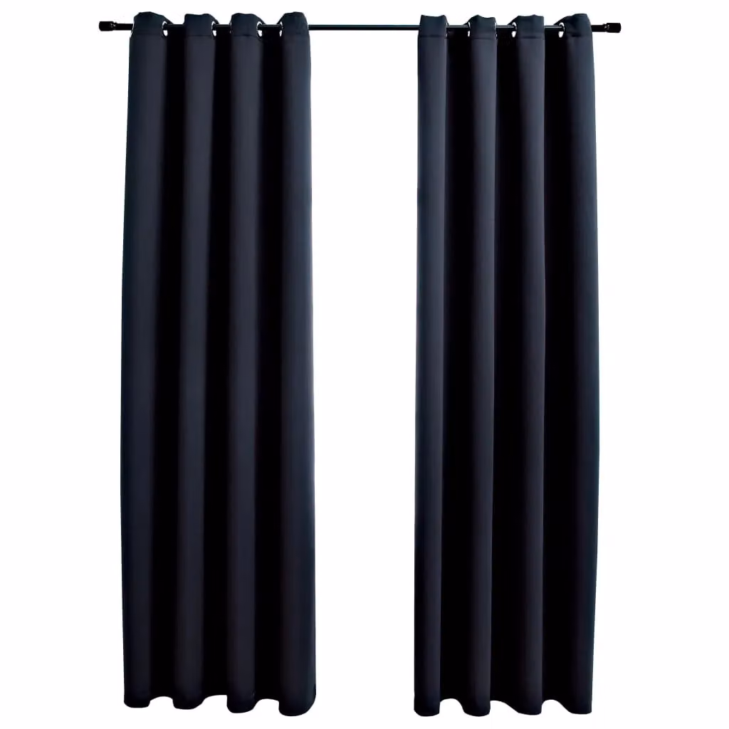 Berkfield Home Blackout Curtains with Eyelets, 2 Pack, Black, W: 140 cm, H: 245 cm – 2