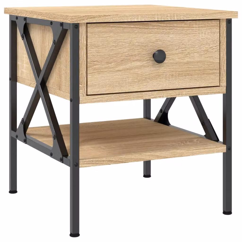 Berkfield Home Set of 2 Sonoma Oak Bedside Tables in Brown, W/D/H: 40 x 42 x 45 cm – 3