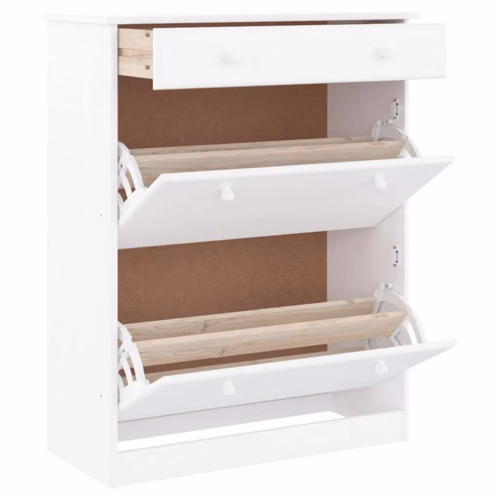 Berkfield Home ALTA White Shoe Cabinet in Solid Pine Wood, W/D/H: 77 x 35 x 96 cm – 2