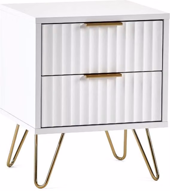Cheshire Premium Siena 2 Drawer Matt White Bedside Unit – 1