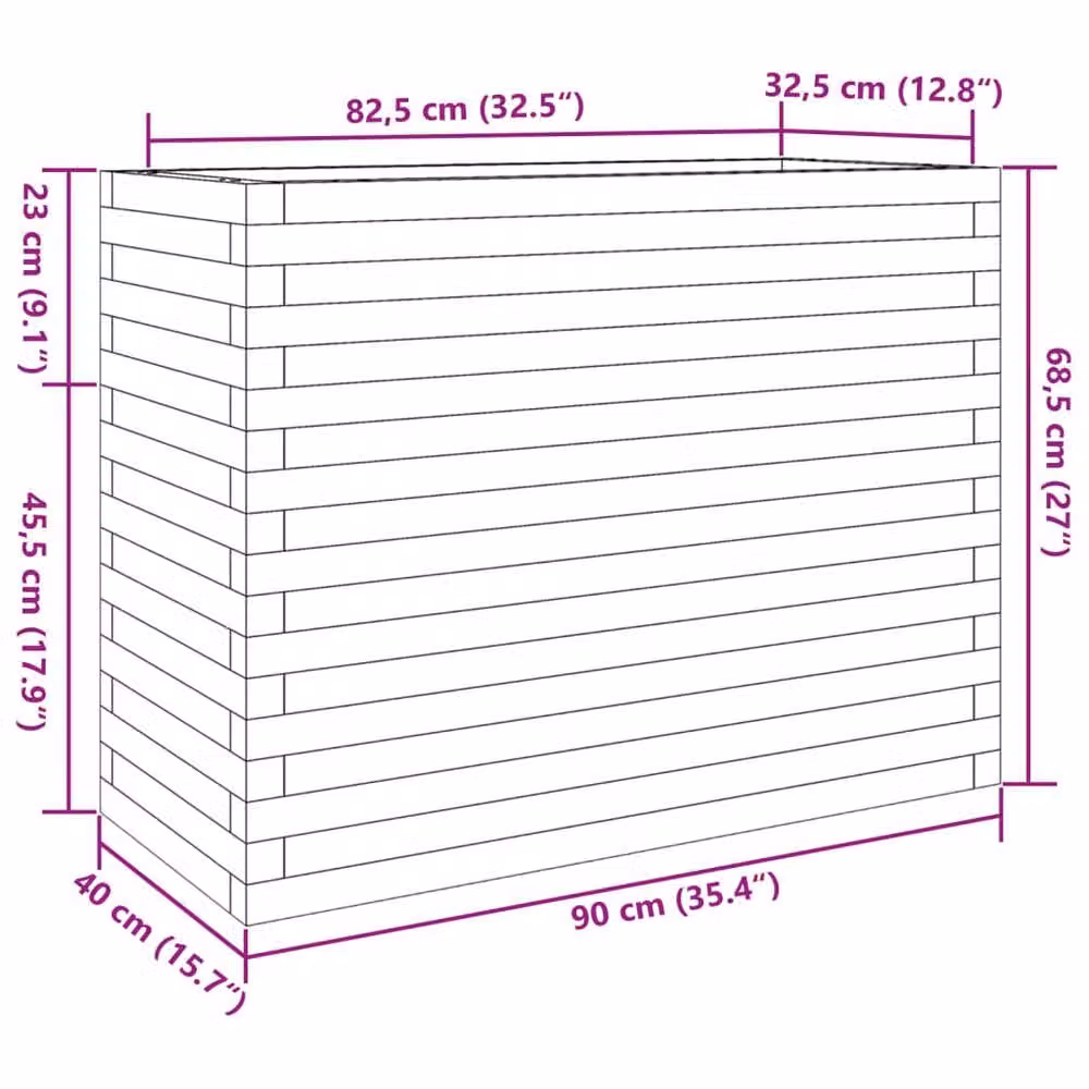 Berkfield Home Beautiful Garden Planter in Brown Solid Wood, W: 90 cm, D: 40 cm, H: 68.5 cm – 2
