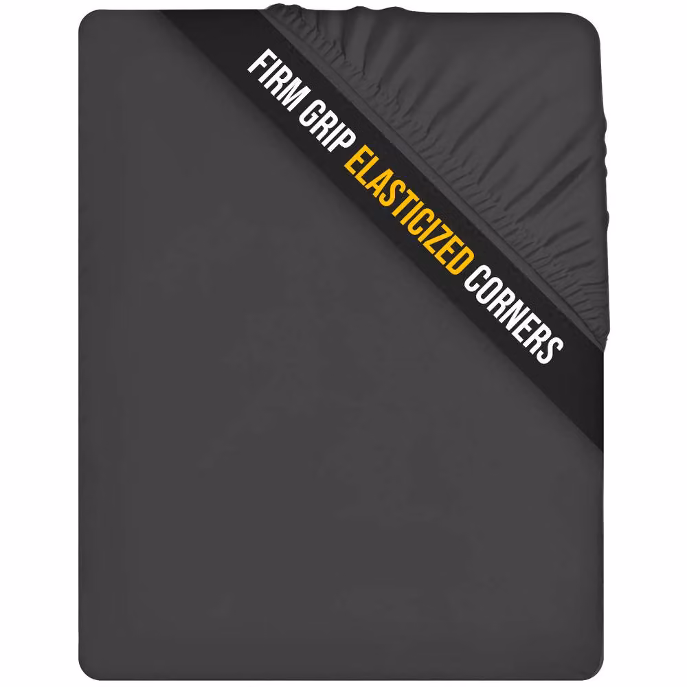 Lazzaro Home Feel the Difference Exclusive Microfibre Fitted Sheets in Charcoal Grey, Super King, W/D/H: 200 x 200 x 40 cm – 4