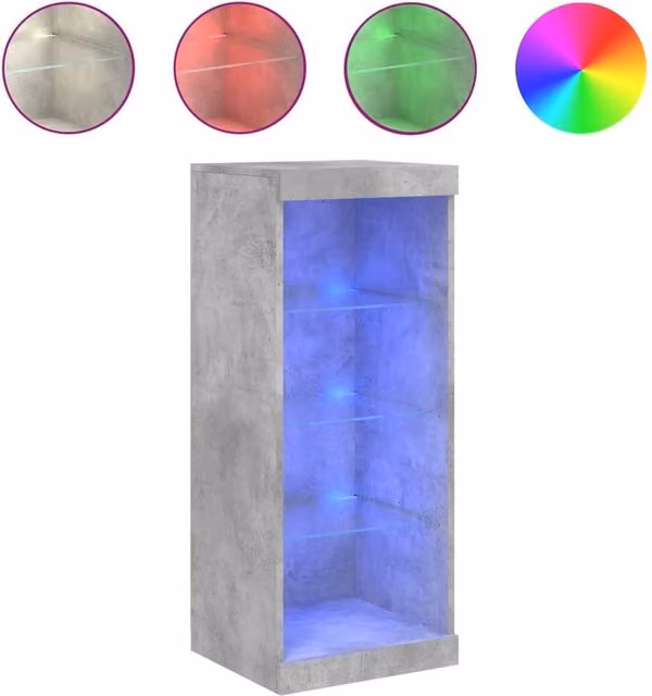Berkfield Home Modern Sideboard with Integrated LED Lights in Concrete Grey, W/D/H: 41 x 37 x 100 cm