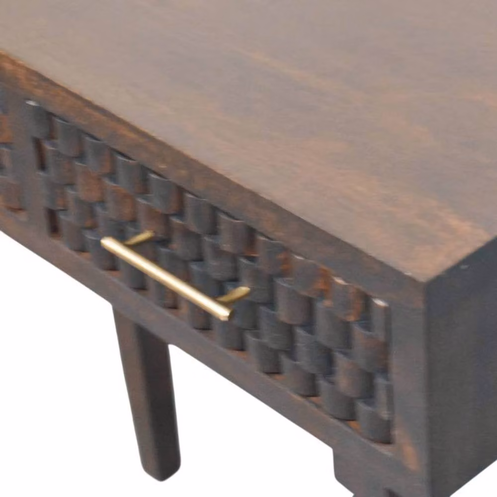 STILVORA Modern Round Mango Wood Console Table in Brown – 3