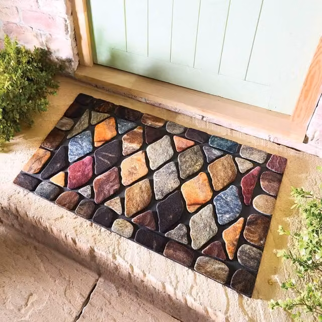 Gainsborough Diamond Stone Doormat, Multicolour Rectangular Polyamide and Rubber Non-Slip Mat, W: 75 cm, D: 45 cm, H: 0.8 cm