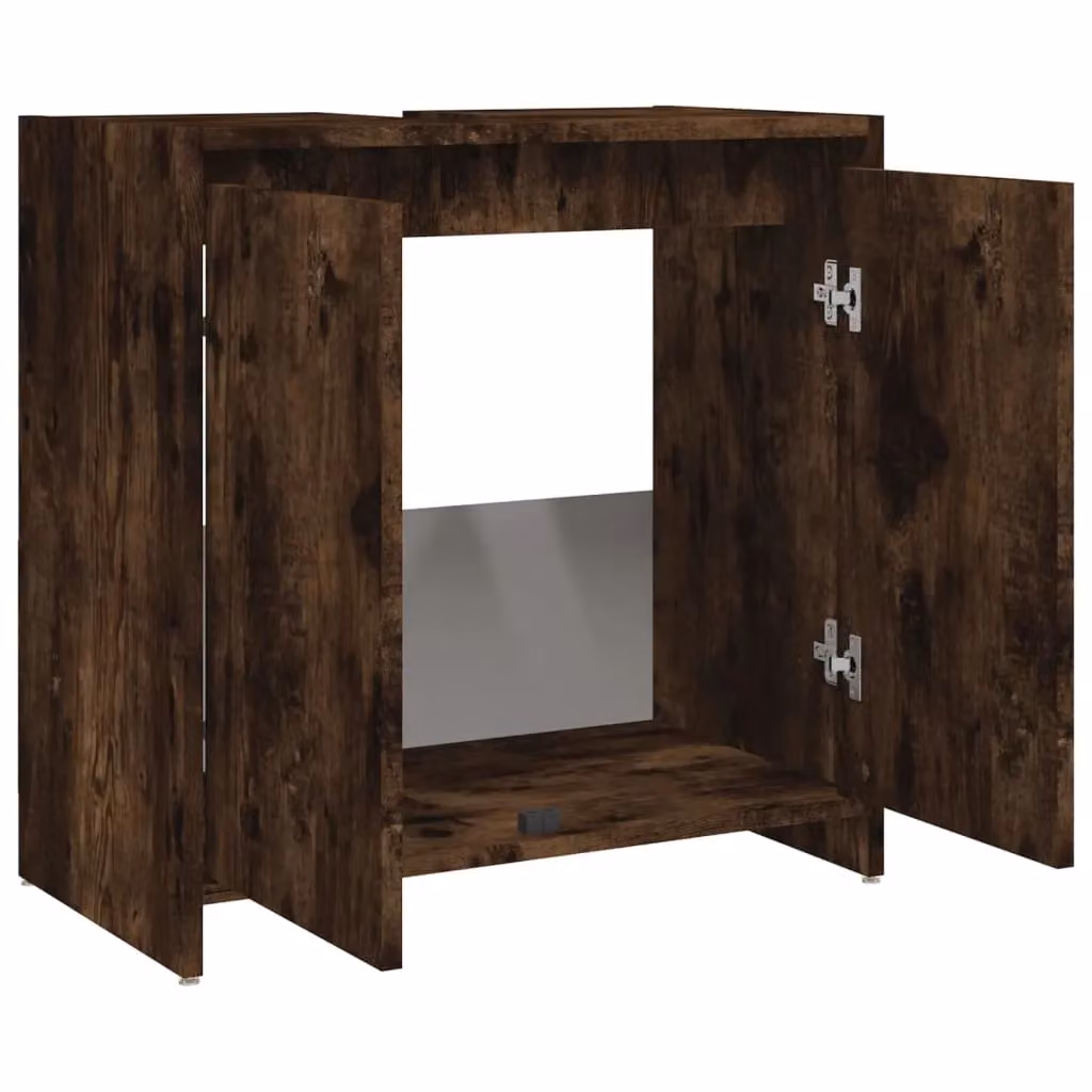 Berkfield Home Smoked Oak Bathroom Cabinet in Brown, W/D/H: 60 x 33 x 61 cm – 3