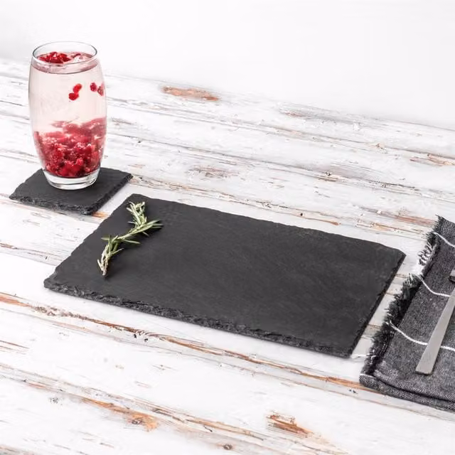 Argon Tableware 12 Piece Grey Slate Placemats and Coasters Set