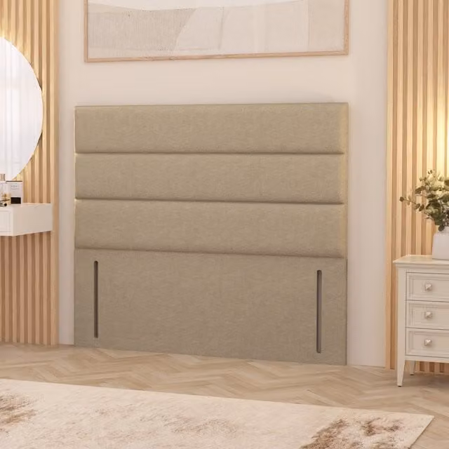 Somnior Beds Ltd Horizona Linen Fabric Floor Standing Upholstered Headboard in Beige
