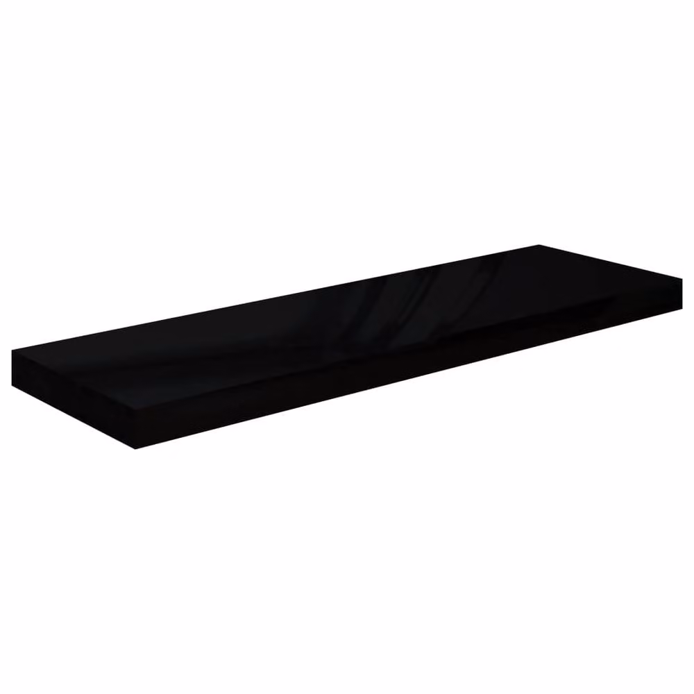 Berkfield Home Durable Floating Wall Shelf in High Gloss Black, W: 80 cm, D: 23.5 cm, H: 3.8 cm – 3
