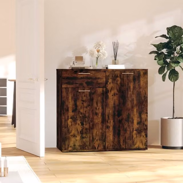 Berkfield Home Smoked Oak Sideboard in Brown, W/D/H: 80 x 36 x 75 cm – 1