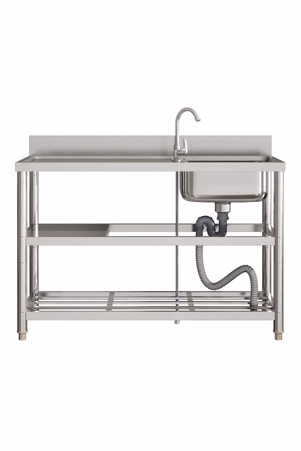 Living and Home Multifunctional Stainless-Steel Kitchen Sink with Shelves, Silver, W/D/H: 120 x 50 x 89.5 cm – 3