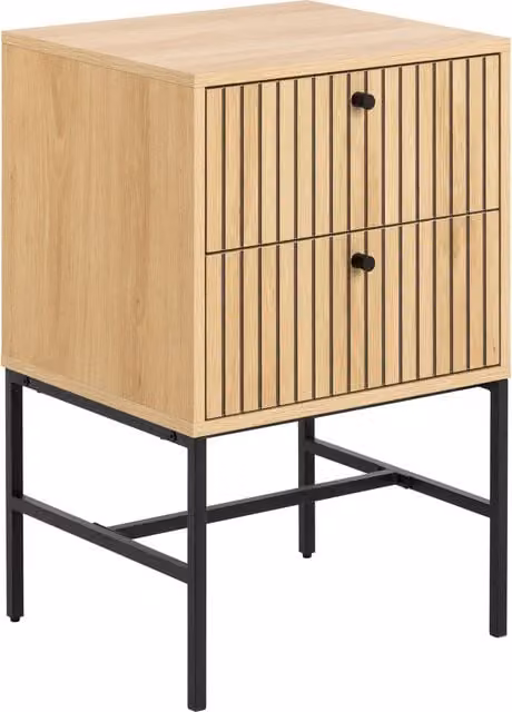 AC Design Furniture Ebbe Rectangular Bedside Table in Oak and Matte Black, W/D/H: 45.6 x 40 x 70 cm – 1