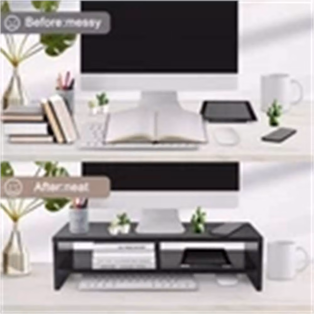 Nordara Black Computer Desktop Monitor Stand in Black, Width: 100 cm – 4