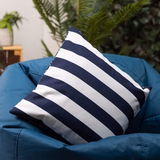 Icon Deck Stripe Reversible Navy Blue Square Outdoor Cushion
