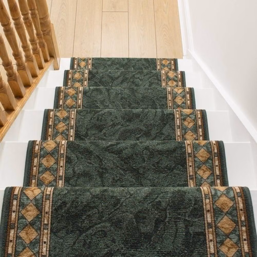 runrug Cheops Stair Runner Carpet, Green, W: 120 cm, L: 450 cm – 4