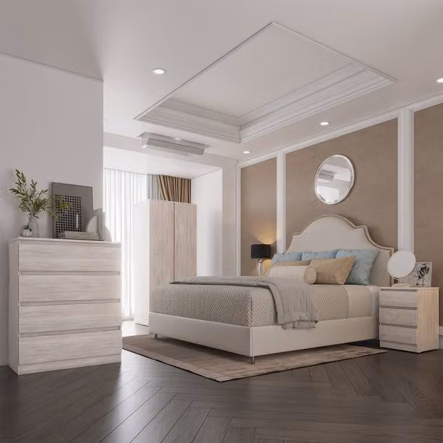 Seconique Malvern 2 Door Wardrobe Bedroom Set in Urban Snow White and Grey